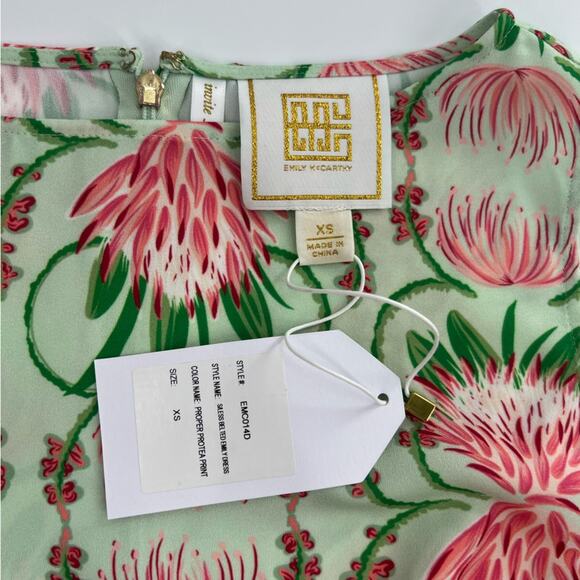 NWT Emily Mccarthy Emily sleeveless belted Dress Proper Protea Print Sz XS - Picture 3 of 7